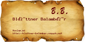 Blüttner Balambér névjegykártya